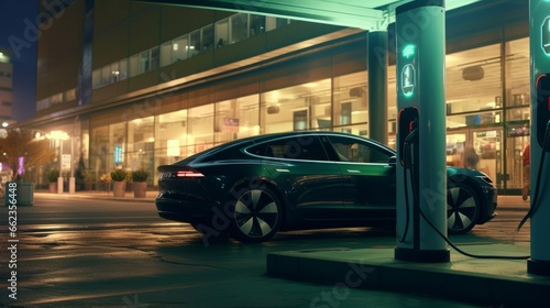 Charging into the Night: An Eco-Friendly Transition. Generated AI © Thien Vu