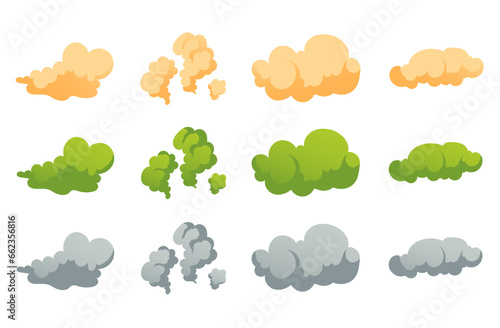 Smell cloud bad stink smelly armpit isolated set. Vector flat graphic design illustration

