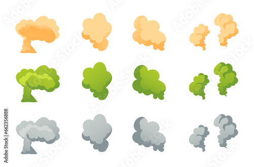 Smell cloud bad stink smelly armpit isolated set. Vector flat graphic design illustration
