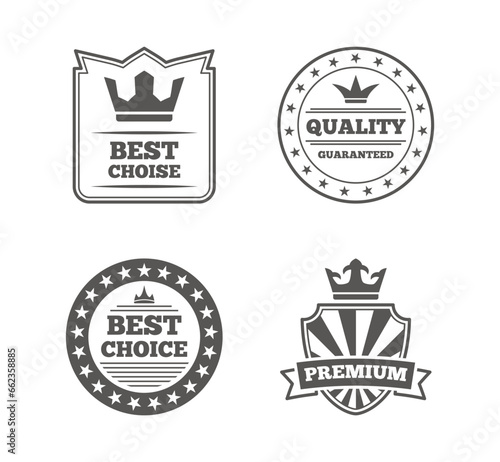 Best quality high premium value superior brands individual labels with royal crown emblems collection