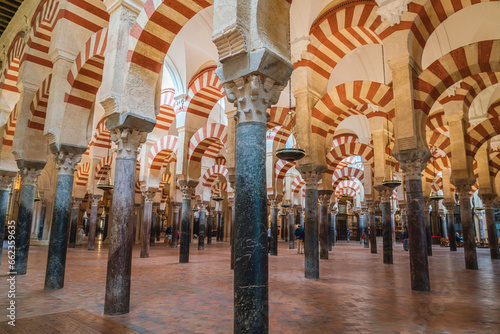 Interior of the Mezquita Cathedral in Cordoba, Spain photo