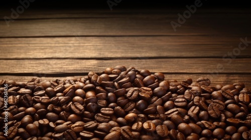 background coffee beans on wooden table © JuJamal