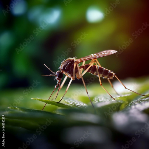 Wallpaper Mural Macro, a mosquito sits on the grass. Very beautiful background.  Detailed photo. Torontodigital.ca