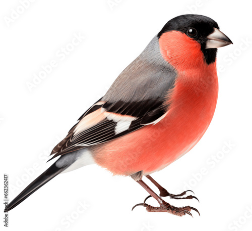 Red bird. Bullfinch. Isolated on a transparent background.