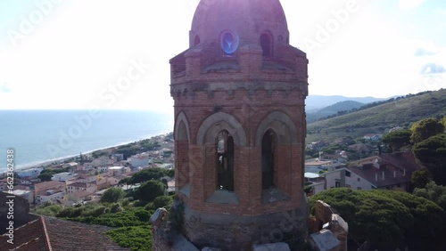 panoramic aerial view of the bell tower of Castiglione della Pescaia photo