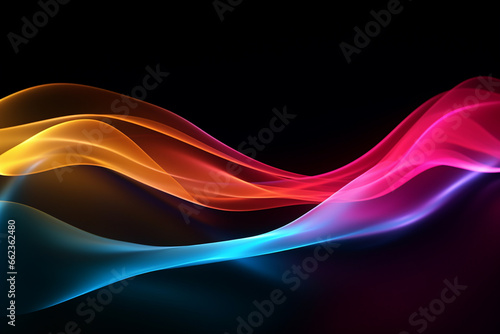 Curved colorful neon light waves. 