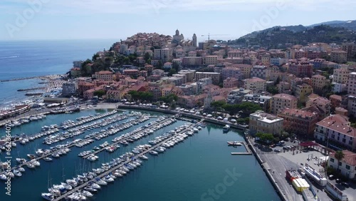 aerial view of the city of Imperia with a view of the port