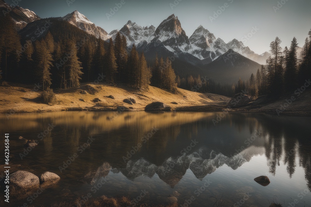beautiful landscape with lake and mountains beautiful landscape with lake and mountains beautiful landscape of the lake in the mountains