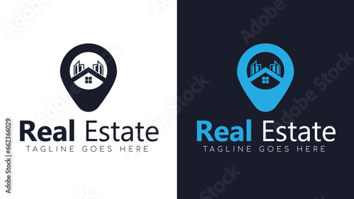 real estate logo design, real estate pin location, vector logo for real estate home solutions