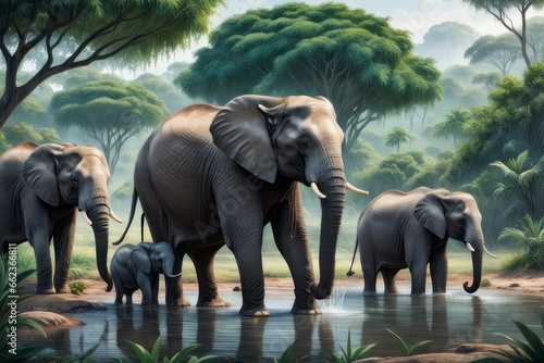 elephant and wild animal in the jungle elephant and wild animal in the jungle elephant in the jungle illustration