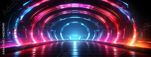 neon light Futuristic Tunnel Background