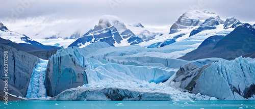 Panoramic view of the Perito Moreno glacier in Patagonia, generative ai. photo