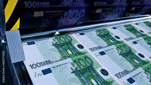 Printing 100 Euro Banknotes 3 ,Animation.Full HD 1920×1080. 06 Second Long.LOOP.