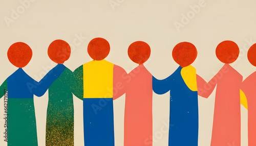 Unite and Thrive: Embracing Diversity in the Workplace - A Captivating Flat Illustration of an Inclusive Team, AI Generative 
