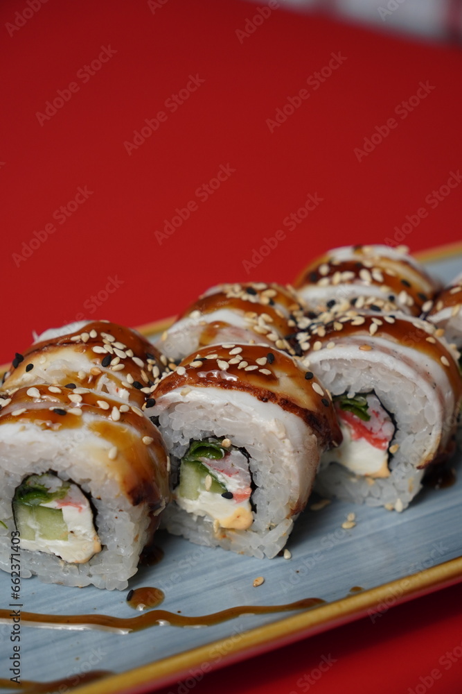 sushi, rolls, Japanese food, fish, rice sushi, rolls, Japanese food, fish, rice