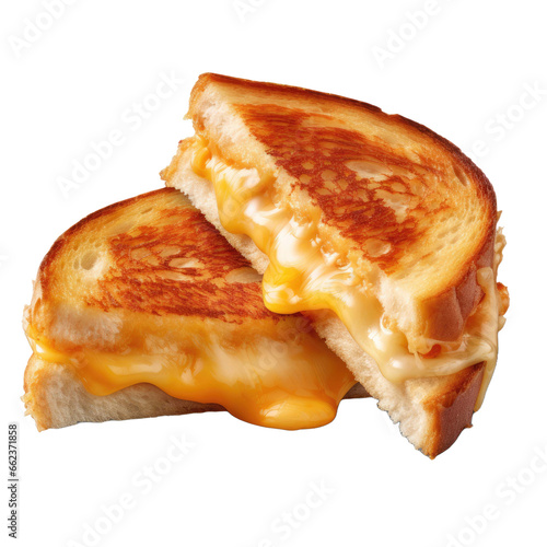  Cheese toasted sandwich isolated on transparent background.