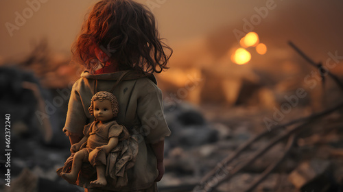 Bambini della Guerra: Una Lotta per il Domani, Generazione Artificiale di IA photo