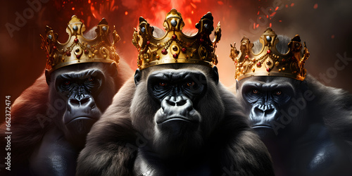 "Kingly Strength: Gorilla with Crown" | Background Design | Generative AI Artwork
