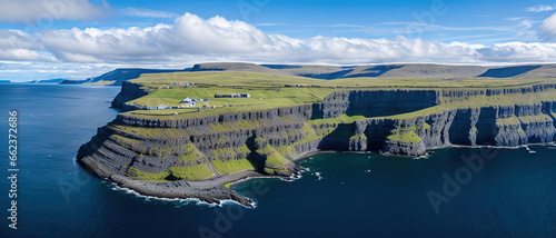 Panoramic view into the bay, Faroe Islands Generative AI. © Budjak Studio