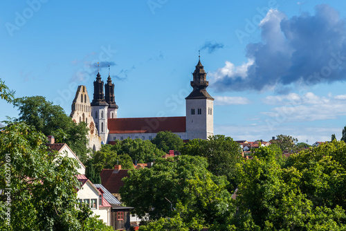 Visby Saint Mary's Cathedral as seen from the botanical garden