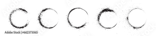 Circles grunge texture set. Distressed overlay rough textured. Abstract vintage monochrome. Black edges isolated on white background. Graphic design halftone style concept for banner, flyer, etc