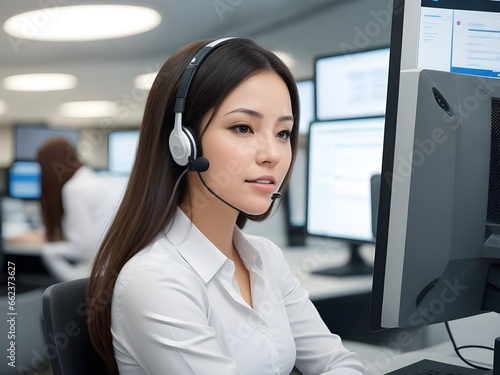 call center operator with headset