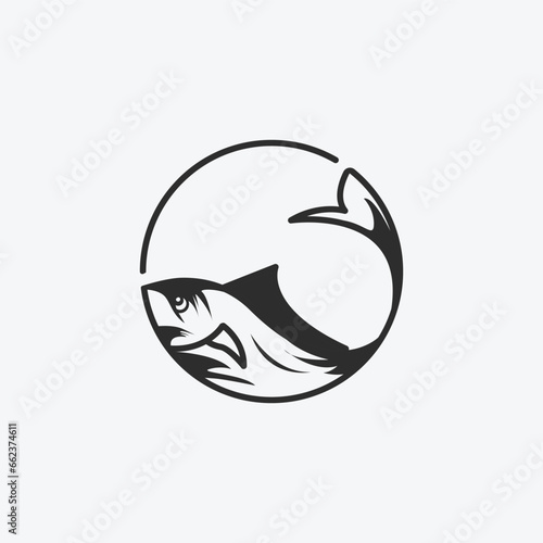 Fish logo vector illustration design, fish vintage icon.