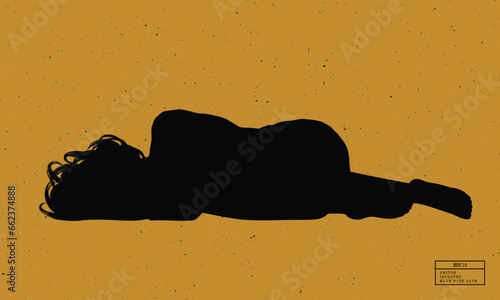 Silhouette of person under water. Lying man isolated vector outline