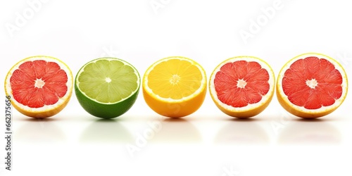lemon fruit slices on white background. generative AI