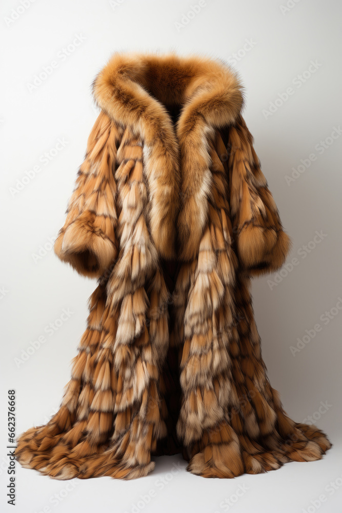 Fur coat on a white background