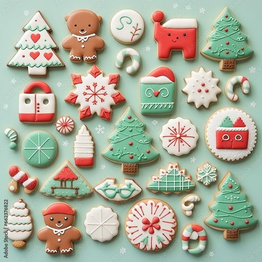 set of christmas gingerbread cookies