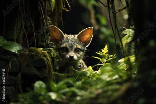 A dense jungle, where the elusive chupacabra is said to roam, evoking fear and fascination. Generative Ai.