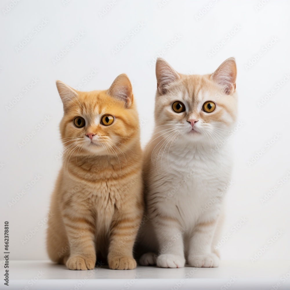 Photo a couple of gold British shorthair cat stand Ai generated art
