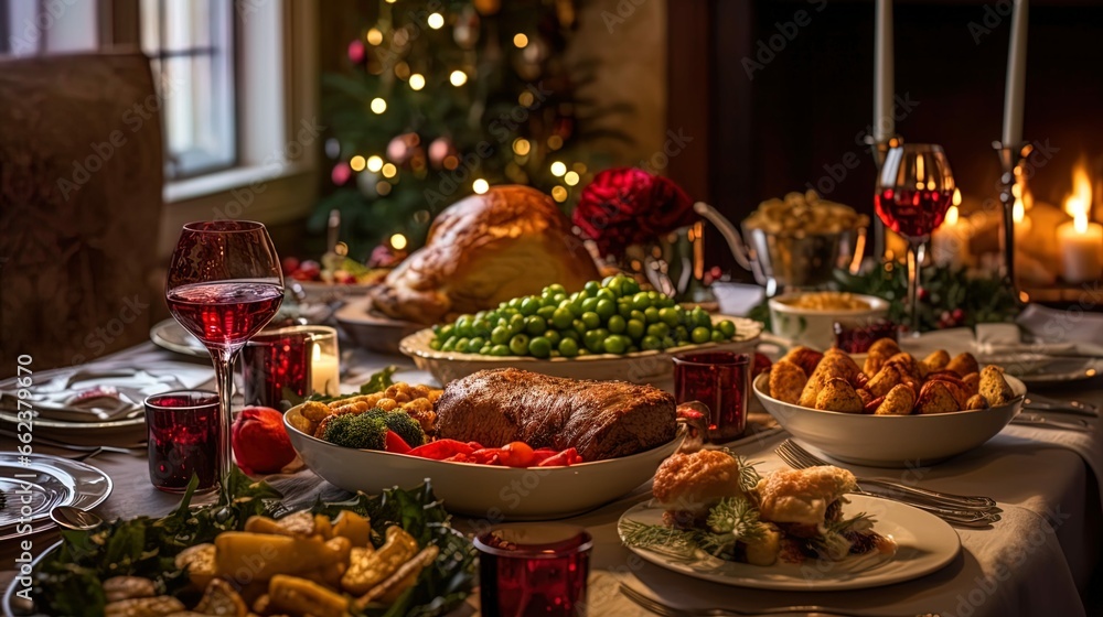 christmas table with food
