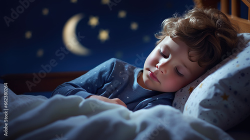 child sleeping on a bed