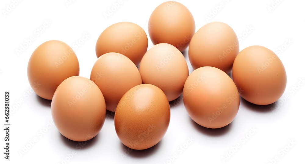 some healthy eggs in photo on white background. Generative Ai some healthy eggs in photo on white background. Generative Ai