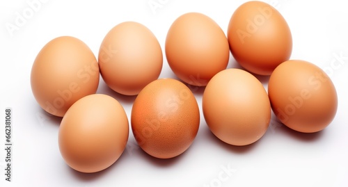 some healthy eggs in photo on white background. Generative Ai