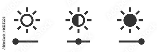Brightness and contrast level adjustment icons. Vector illustration