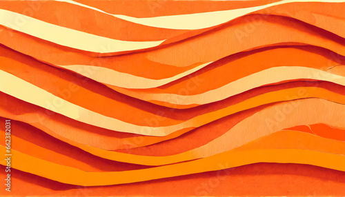 Wavy strips of layered orange paper. Abstract generic background. photo