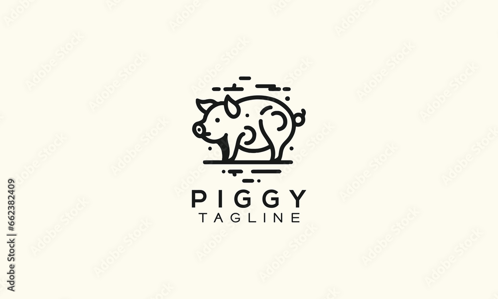 pig vector logo icon minimalistic line art pig vector logo icon minimalistic line art