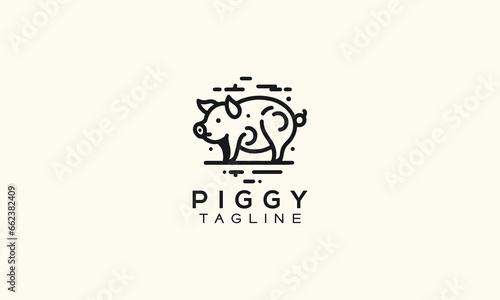 Wallpaper Mural pig vector logo icon minimalistic line art Torontodigital.ca