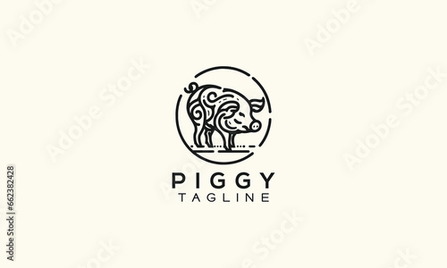 pig vector logo icon minimalistic line art