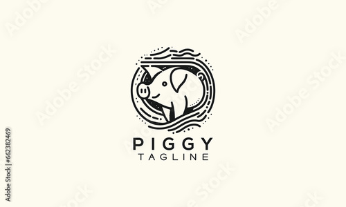 pig vector logo icon minimalistic line art