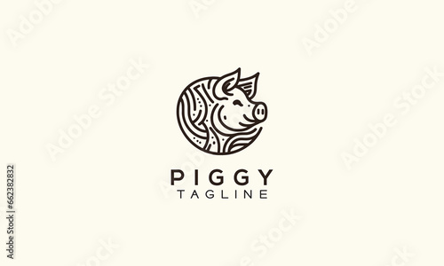 pig vector logo icon minimalistic line art