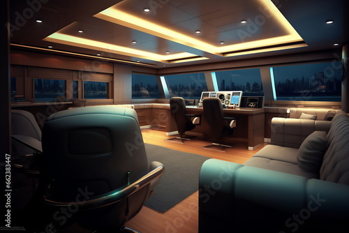 Luxurious interior of a modern yacht