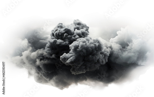 Black Cloud and Storm Closeup on a Clear Surface or PNG Transparent Background.