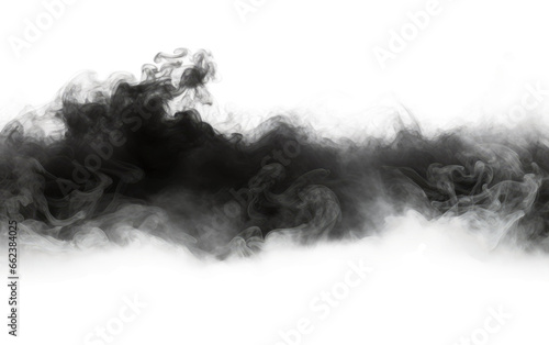 Black Cloud Smoke Close Examination on a Clear Surface or PNG Transparent Background.