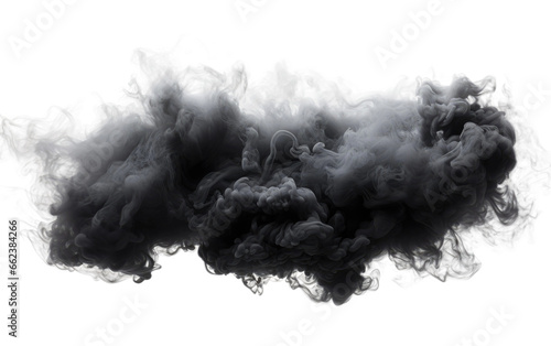 Black Smokey Cloud Closeup on a Clear Surface or PNG Transparent Background.