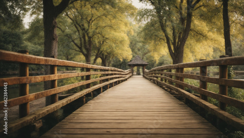 Vintage Wooden Bridge in a Park