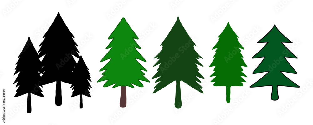 Fototapeta premium set of pine trees vector illustrations